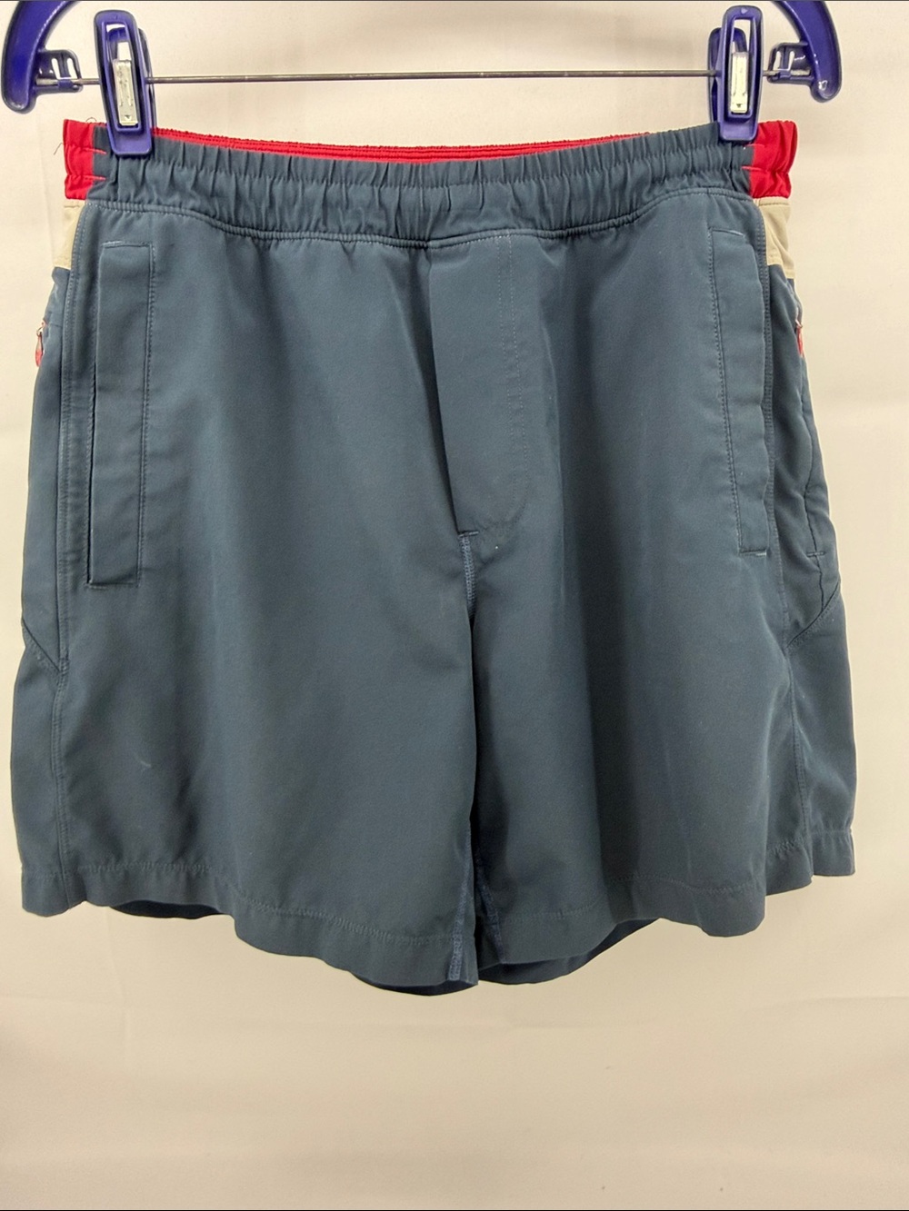 Birddogs Mens Swipe Rights Gym Athletic Shorts w/ Liner in Navy Red Off-White, M